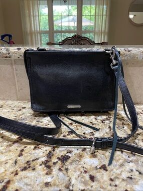 Rebecca Minkoff Black Leather Crossbody with Silver Hardware